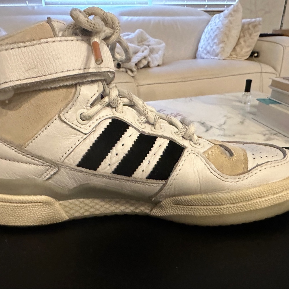 Adidas White and Black High-Top Sneakers